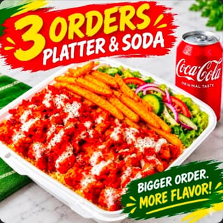 B2G1 Chicken Over Rice Special w/ Fries and Soda